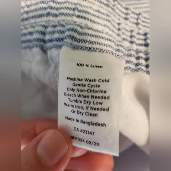 Talbots 100% Linen Pants Size 16W Blue and White Stripe - Picture 10 of 10